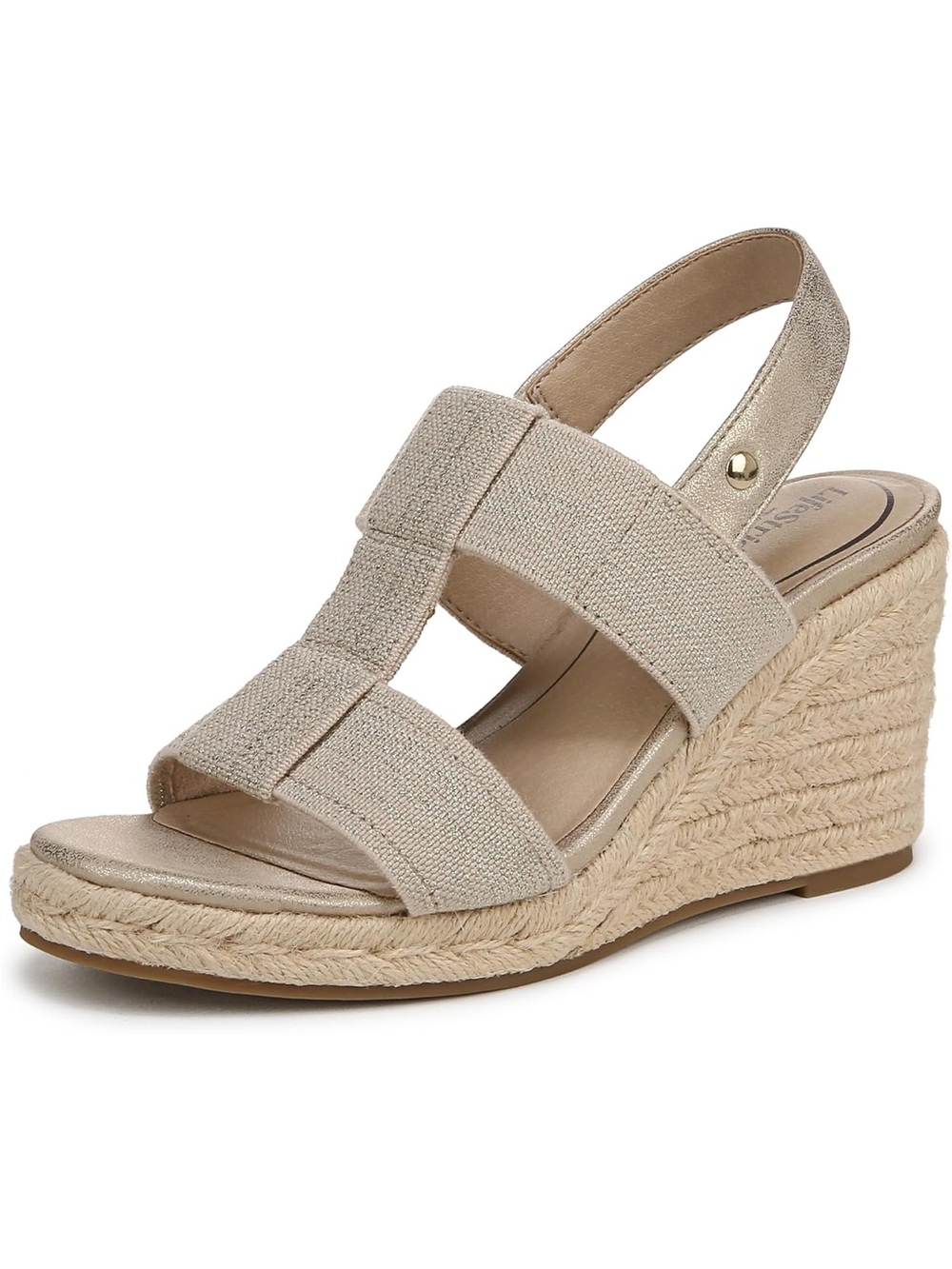 Life Stride Beige Espadrille Wedge Sandals - Women